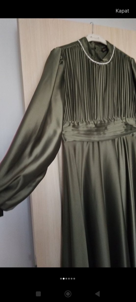 Uzun Kollu Siyah Pilili Abiye Elbise - Görsel 3