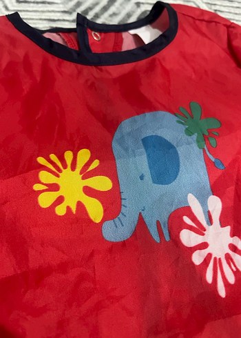 Nakışlı Kırmızı Bebek Önlüğü - Görsel 4