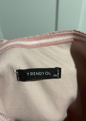 Pembe Baskılı Yırtmaçlı Kadın Elbise - Görsel 6