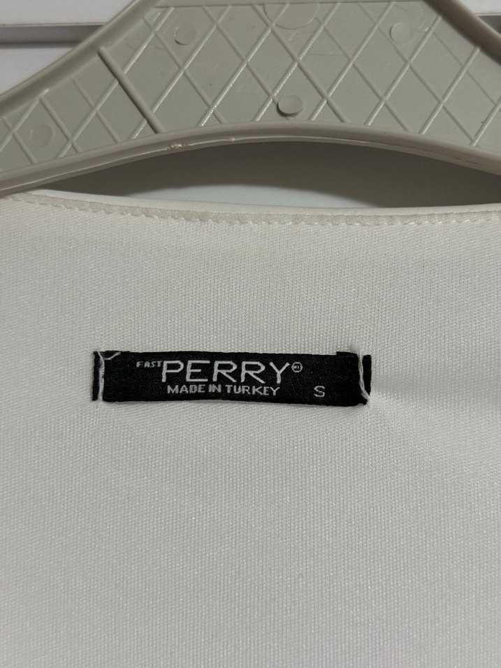 Düğmeli Beyaz V Yaka Şifon Bluz - Görsel 2