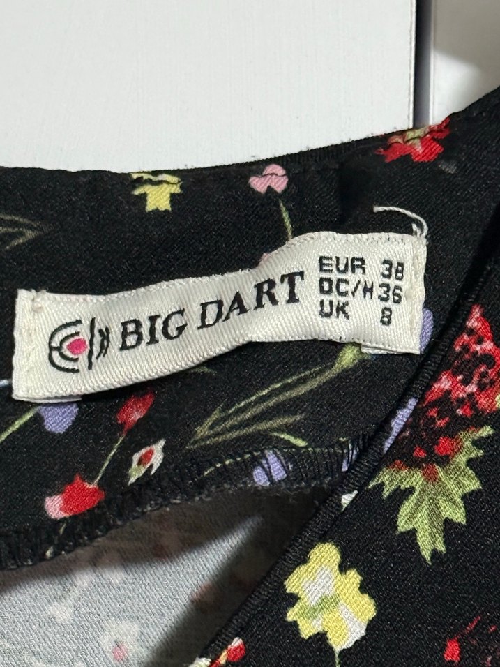 Desenli V Yaka Midi Kadın Elbise - Görsel 2