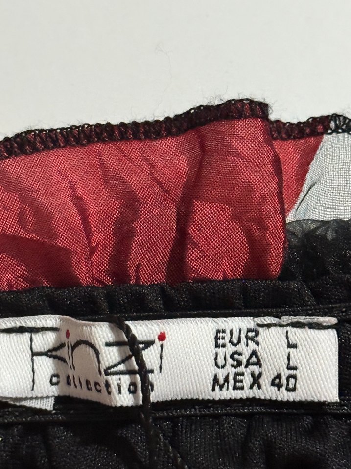 Kırmızı Siyah Fırfırlı Straplez Bluz - Görsel 3