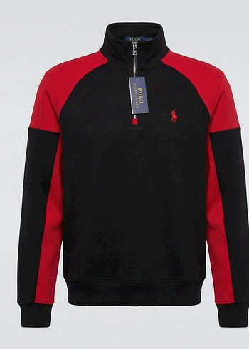 Polo Ralph Lauren Fermuarlı Siyah Kırmızı Erkek Kazak - Görsel 4