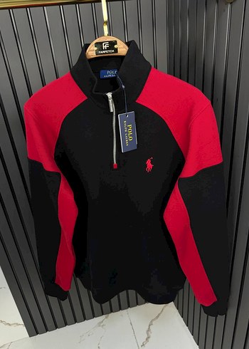 Polo Ralph Lauren Fermuarlı Siyah Kırmızı Erkek Kazak - Görsel 3