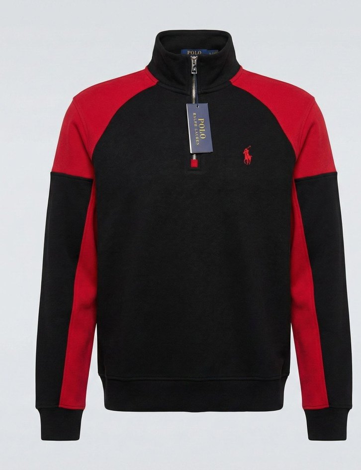 Polo Ralph Lauren Fermuarlı Siyah Kırmızı Erkek Kazak - Görsel 4