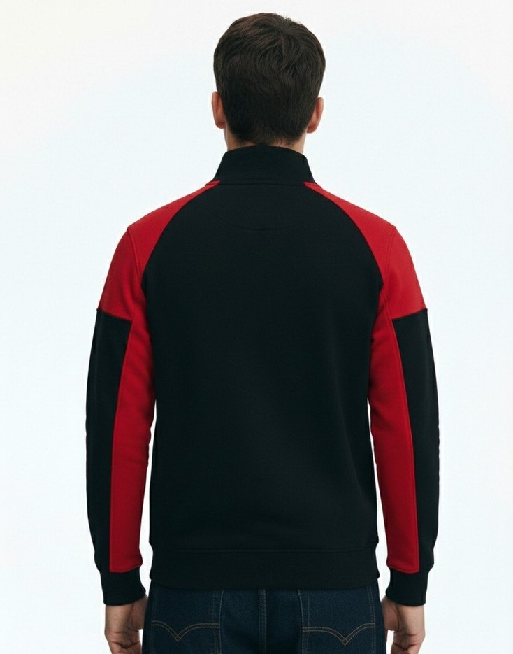 Polo Ralph Lauren yarım Fermuarlı Siyah Kırmızı Kazak - Görsel 3