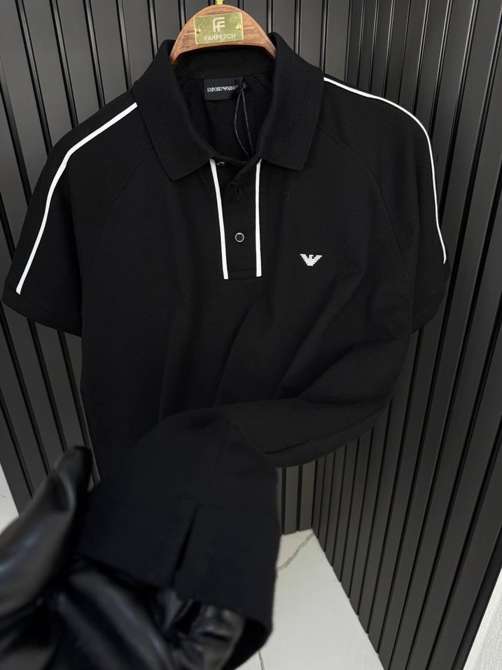 Uzun Kollu Siyah Erkek Polo Tişört - Görsel 3