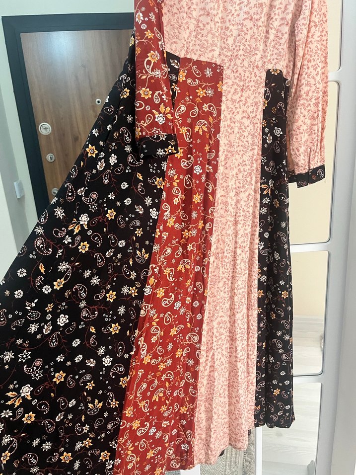 Çok Renkli Bohem Uzun Elbise - Görsel 4