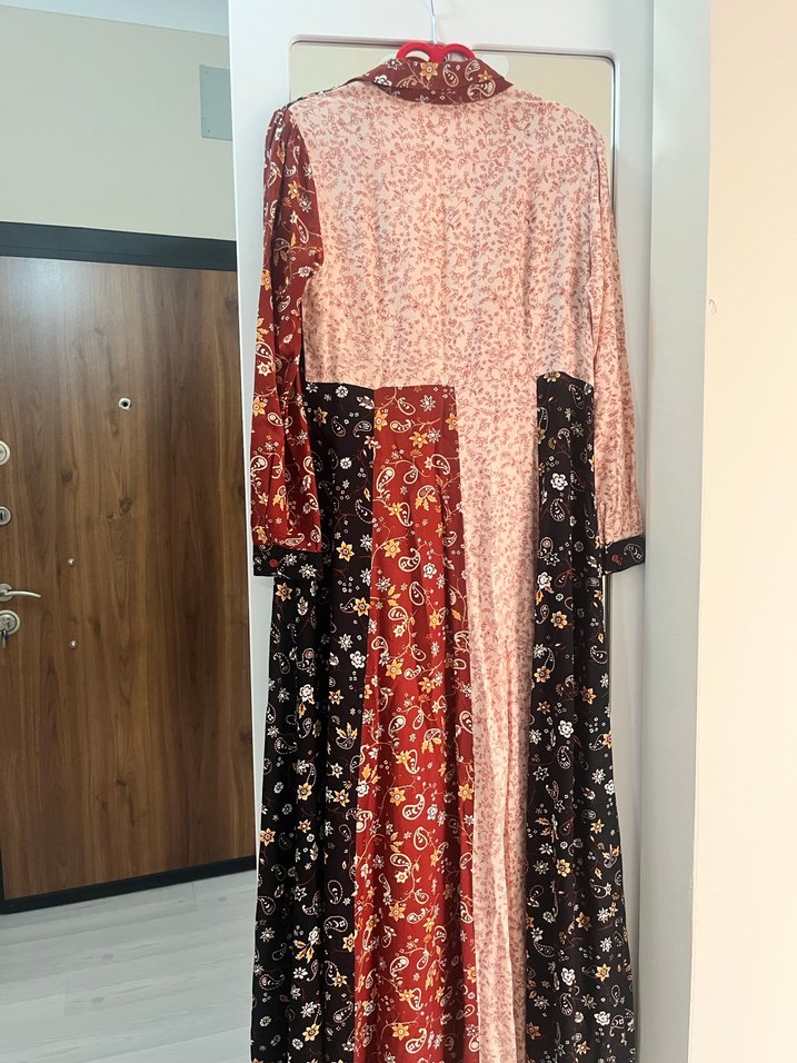 Çok Renkli Bohem Uzun Elbise - Görsel 3