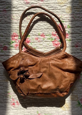 American Vintage Vintage Bohem Y2k Kahverengi Deri Omuz Cantasi
