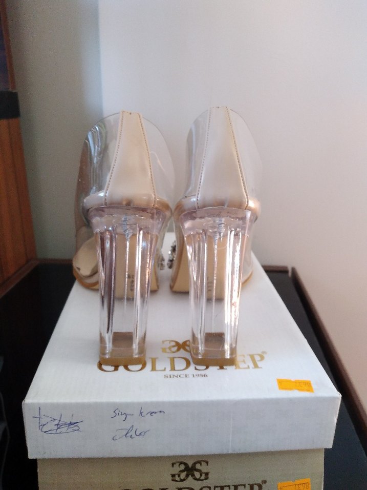 Goldstep Kadın Şeffaf Taşlı Topuklu Ayakkabı 38 - 39 uyumludur - Görsel 4
