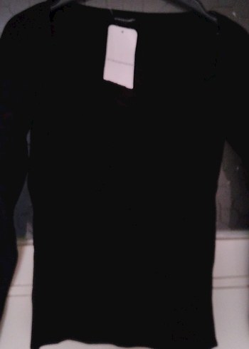 Uzun Kollu Siyah V Yaka Kadın Kazak S/M - Görsel 2