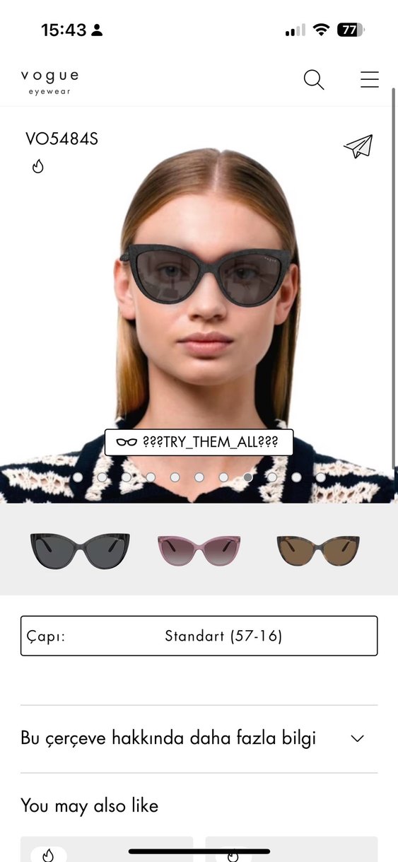 Klasik Siyah Vogue Gözlük + Kutu - Görsel 5