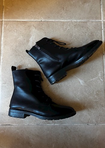 Siyah Deri Goth Blok Topuklu Bot - Görsel 2