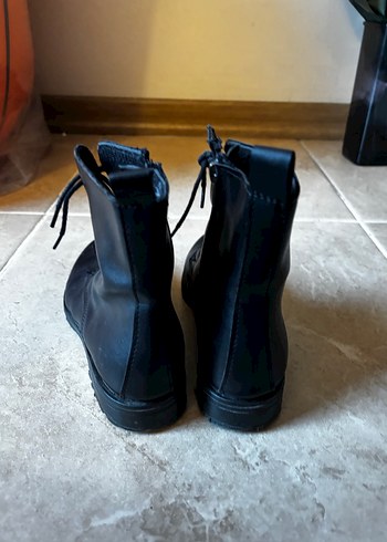 Siyah Deri Goth Blok Topuklu Bot - Görsel 4