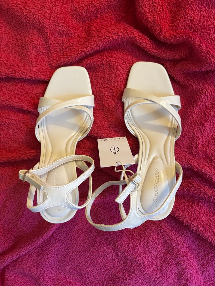 Beyaz İpek Sandalet Kadın Ayakkabı - Görsel 4