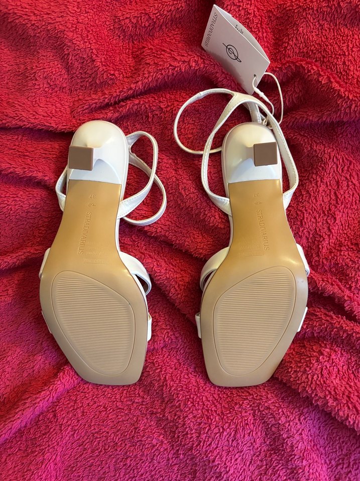 Beyaz İpek Sandalet Kadın Ayakkabı - Görsel 3