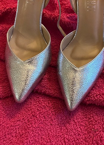 TNC Gümüş Renk Kadın Abiye Topuklu Ayakkabı - Görsel 5