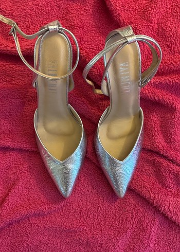 TNC Gümüş Renk Kadın Abiye Topuklu Ayakkabı - Görsel 4