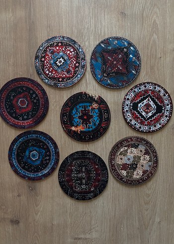 Renkli Desenli Yuvarlak Bardak Altlıkları - Görsel 2