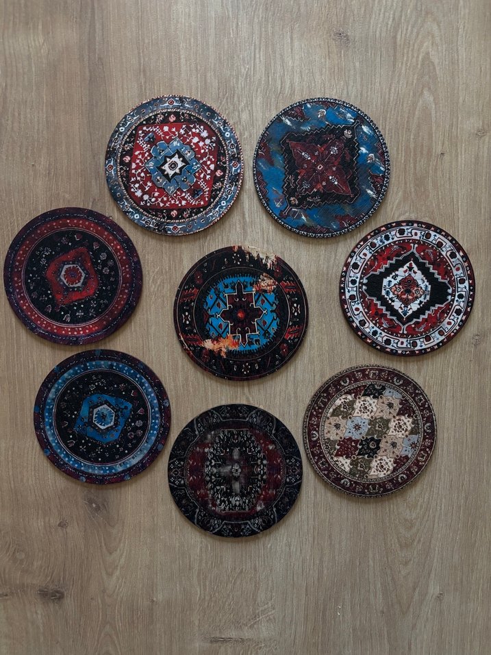 Renkli Desenli Yuvarlak Bardak Altlıkları - Görsel 2