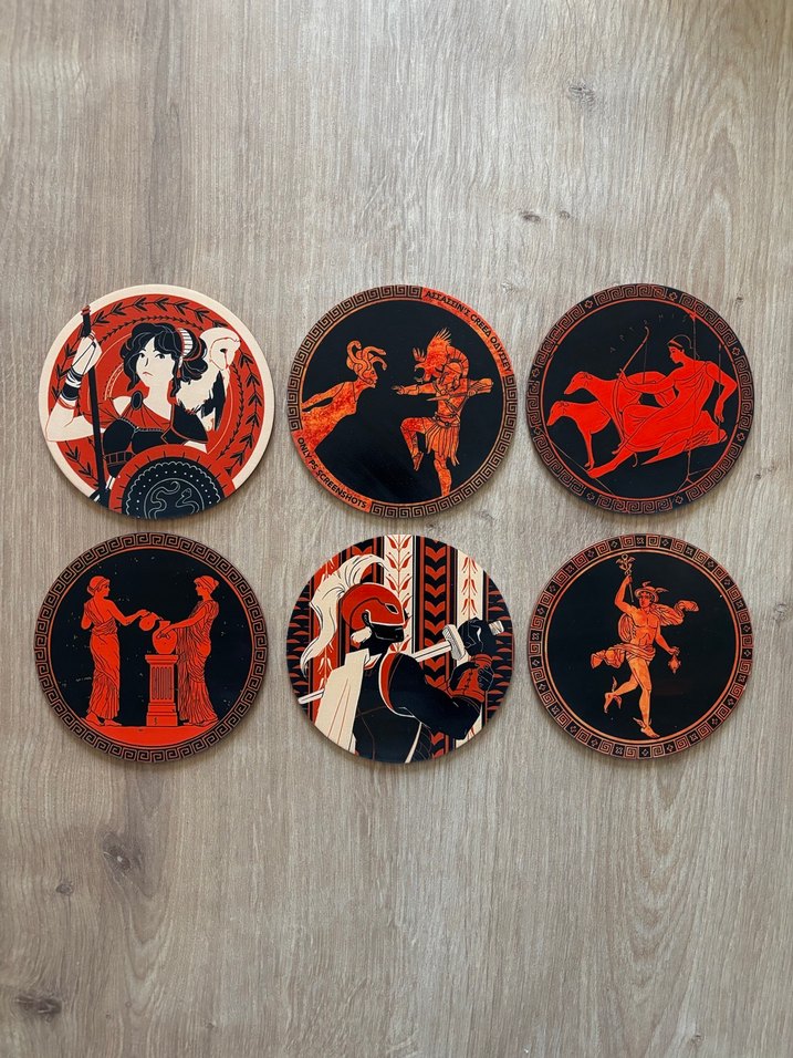 Kırmızı Antik Desenli Bardak Altlıkları - Görsel 2