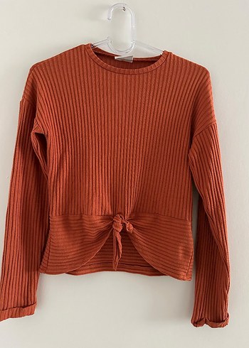 kiremit Kız çocuk Bağlamalı Kazak - Görsel 2