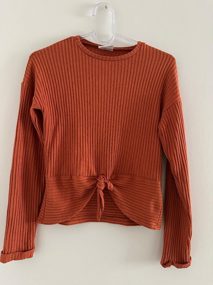 kiremit Kız çocuk Bağlamalı Kazak - Görsel 2