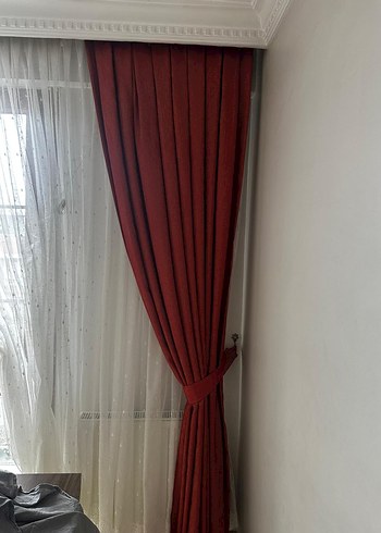 Modern Klasik Parlak bordo Perde - Görsel 3
