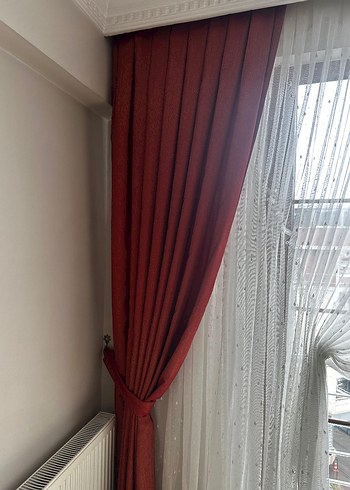 Modern Klasik Parlak bordo Perde - Görsel 5