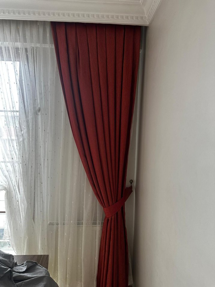 Modern Klasik Parlak bordo Perde - Görsel 3