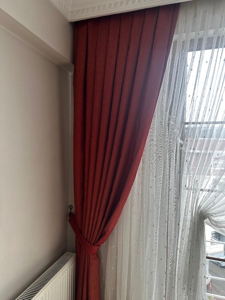 Modern Klasik Parlak bordo Perde - Görsel 5