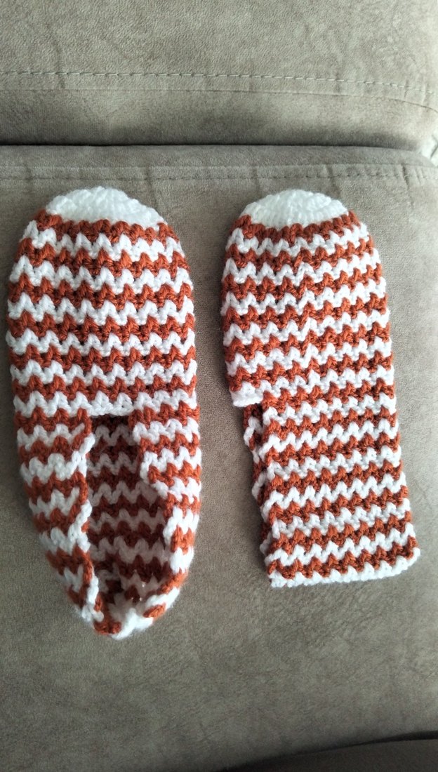 Renkli Örgü Kadın Ev Patiği - Görsel 2