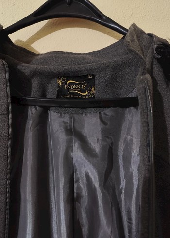 Gri Kürklü Kaşe Kaban - Görsel 4