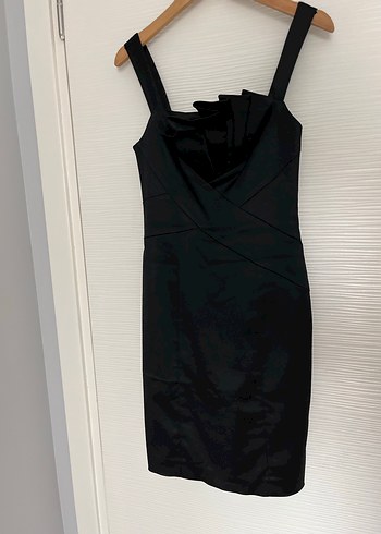 Siyah Saten Mini Elbise - Görsel 2