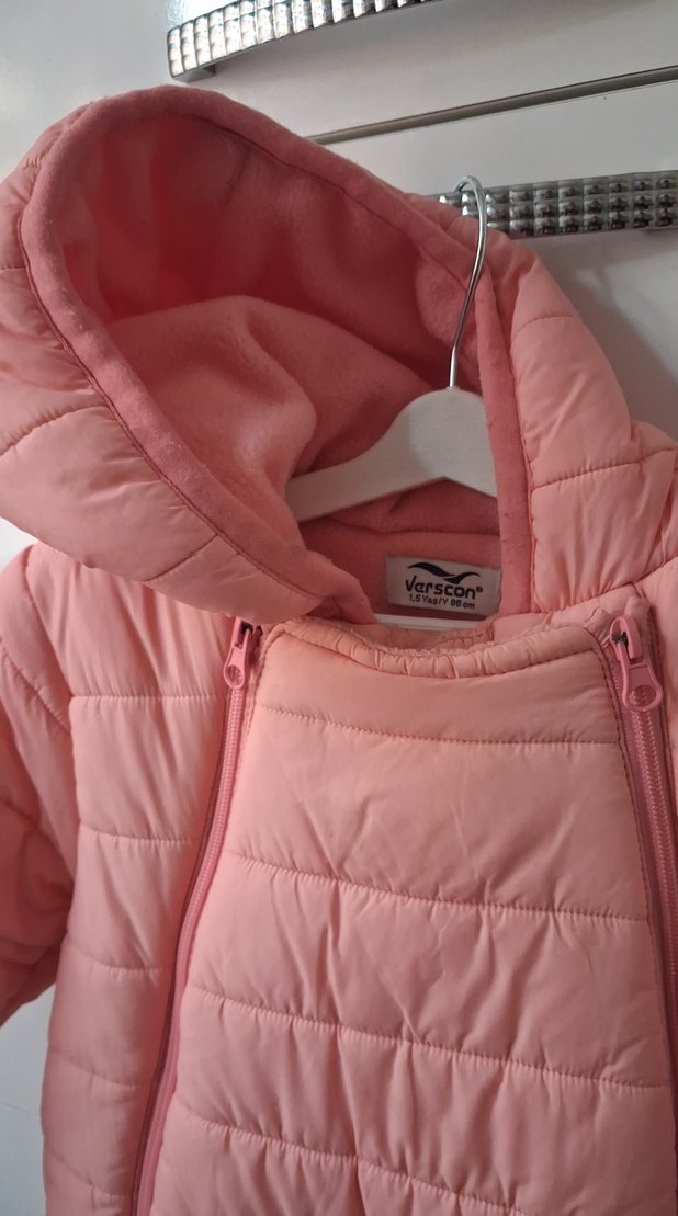 Pembe Bebek Kış Tulumu Fermuarlı Kapüşonlu - Görsel 3