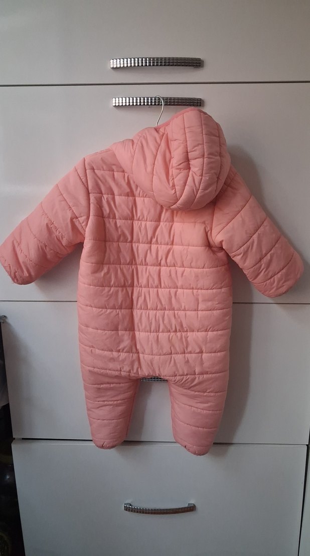 Pembe Bebek Kış Tulumu Fermuarlı Kapüşonlu - Görsel 2
