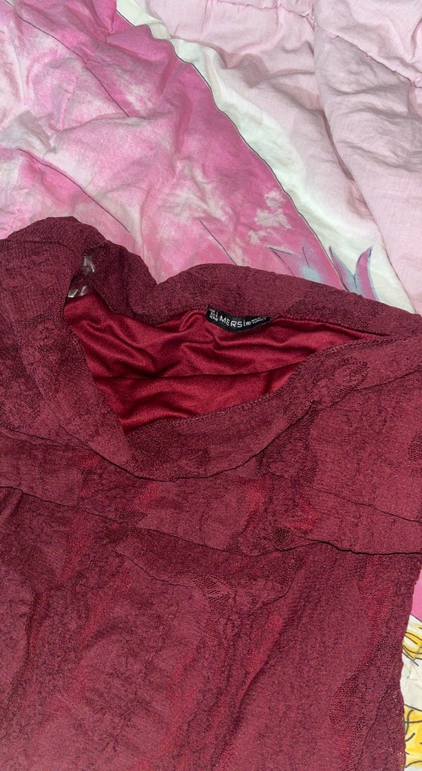 Bordo Uzun Straplez Bohem Elbise - Görsel 2