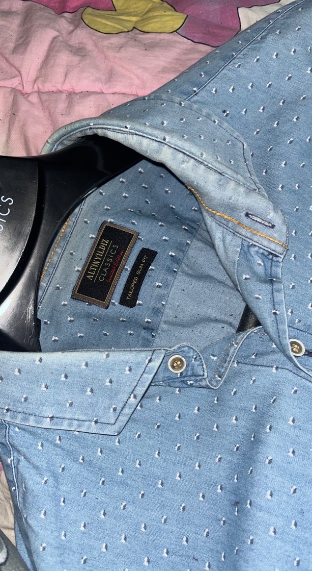 Uzun Kollu Düğmeli Denim Erkek Gömlek - Görsel 3