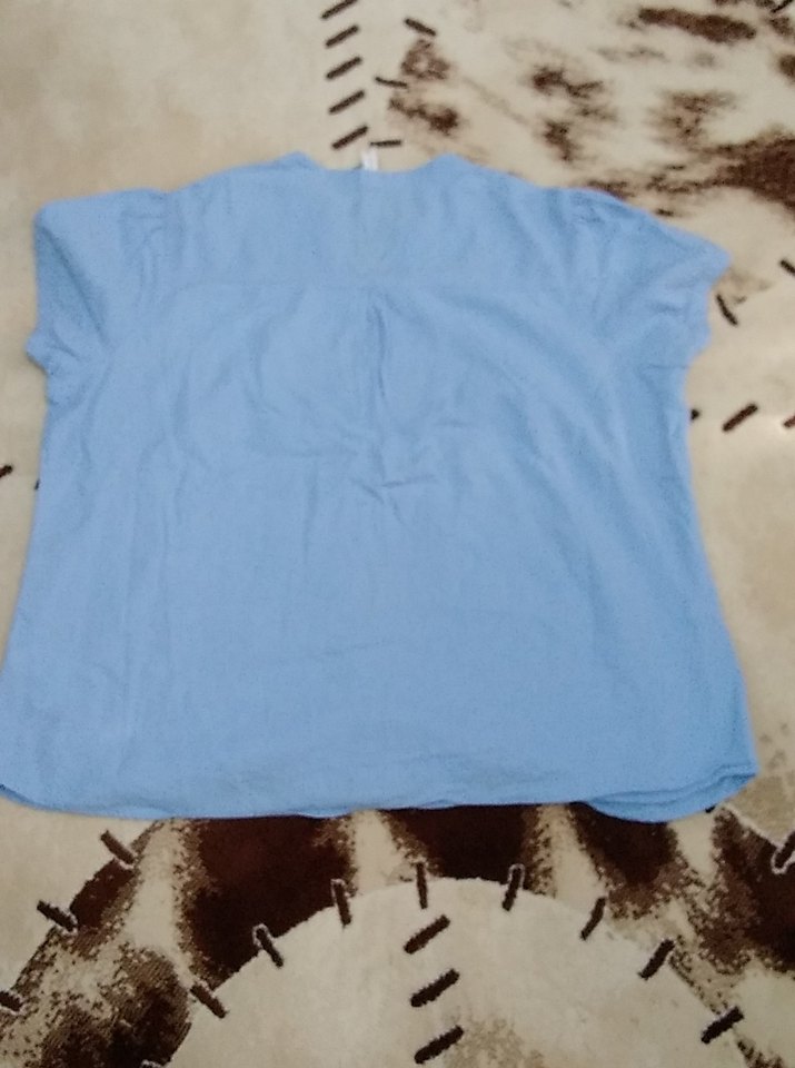 Mavi Kısa Kollu Keten Gömlek - Görsel 2