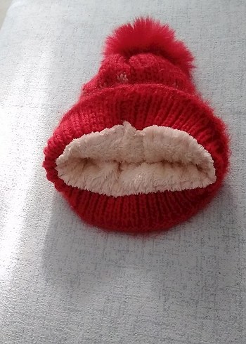 Kırmızı Örgü Kadın Bere - Görsel 3