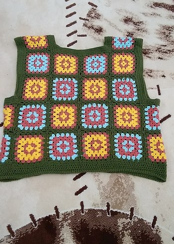 Renkli Örgü Bohem Kadın süveter - Görsel 2