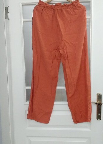 Kadın Keten Bol Paça Pantolon - Görsel 2