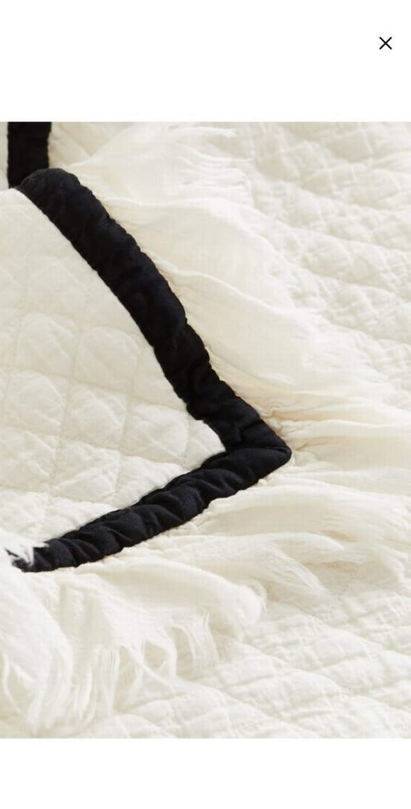H&M siyah Detaylı Beyaz  tek kişilik Yatak Örtüsü - Görsel 4