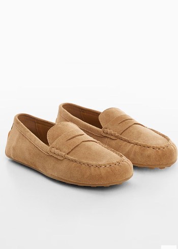 Mango Bej Süet  Loafer Ayakkabı - Görsel 4