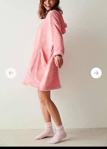 Penti Pembe Bağlama Desenli Midi Kadın Bornoz - Görsel 2