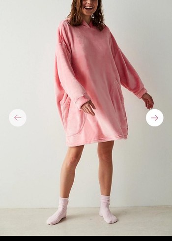 Penti Pembe Bağlama Desenli Midi Kadın Bornoz - Görsel 3