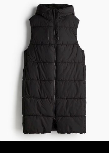 H&M Kapüşonlu Siyah Pofuduk Yelek - Görsel 2