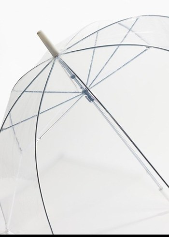Şeffaf Beyaz Kadın Şemsiye - Görsel 3