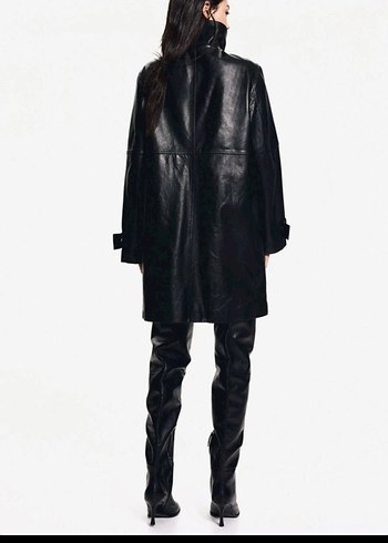 H&M Siyah Deri kadın kaban Xs,S beden mevcuttur - Görsel 3